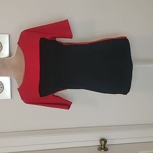 Lauren Ralph Lauren Women's Cotton-Blend Boatneck Top In Black and Red, Size L,